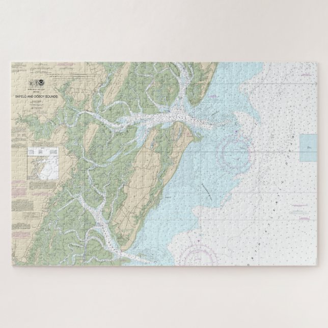 Puzzle Sapelo et Doboy Sounds Nautical Chart 11510 (Horizontal)