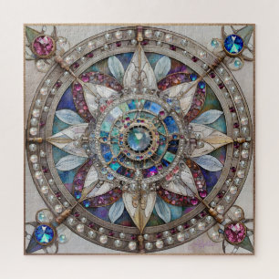 Puzzle Saphirs roses et bleus Diamants Perles Mandala
