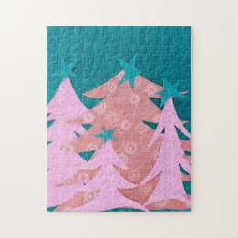 Puzzle Sapins de Noël Rose Fantaisie