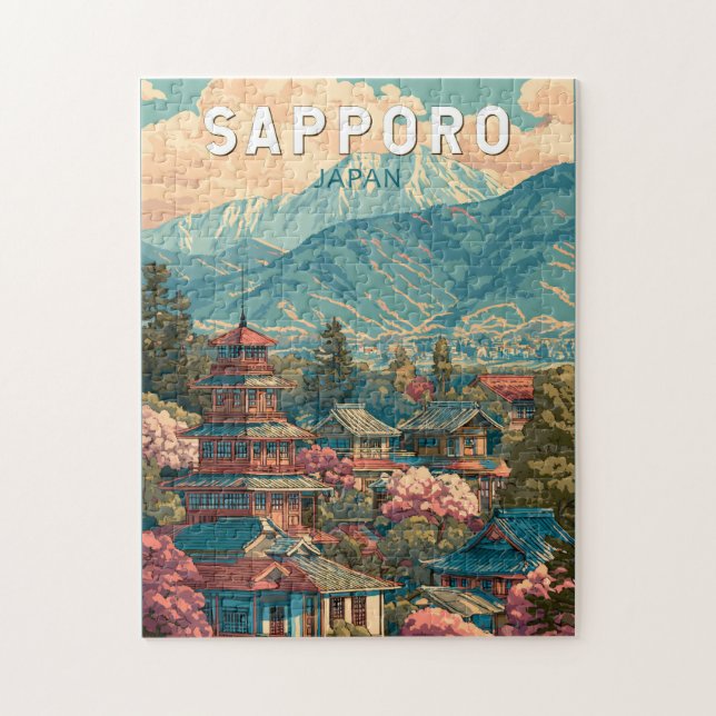 Puzzle Sapporo Japan Travel Art Vintage (Vertical)