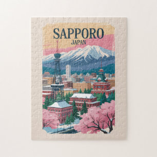 Puzzle Sapporo Japon Illustration Voyage Art Vintage