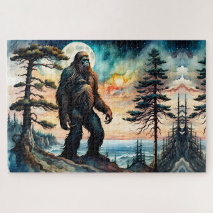 Puzzle Sasquatch debout sur la crête surplombant l'océan
