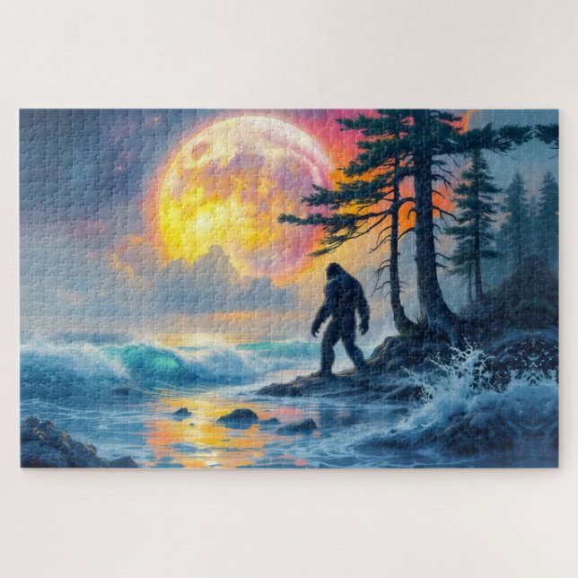 Puzzle Sasquatch Standing on an Ocean Shore (Horizontal)