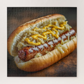Puzzle Saucisse de Bratwurst avec Moutarde et Choucroute