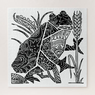 Puzzle Saumon grenouille abstrait