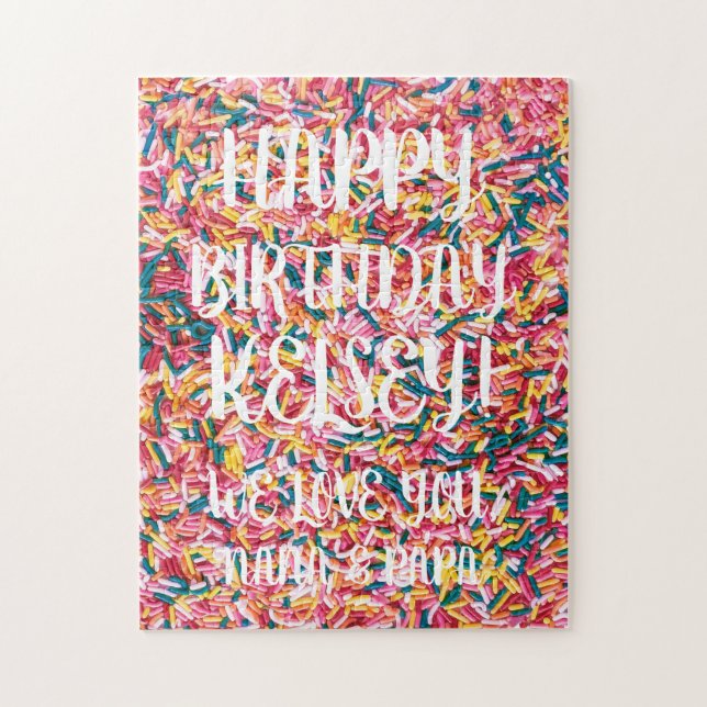 Puzzle Sauts de texte personnalisés | Joyeux anniversaire (Vertical)