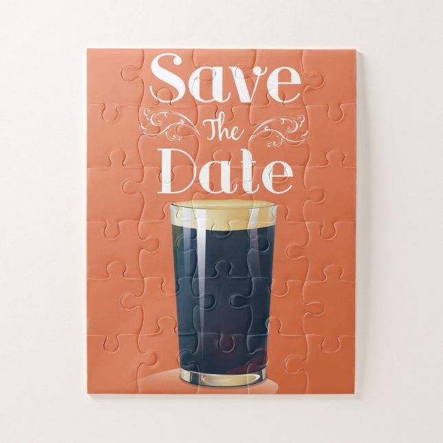 Puzzle Sauver la Date Boisson Vintage Pint (Vertical)