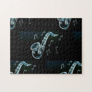 Puzzle Saxophone And Music Notes