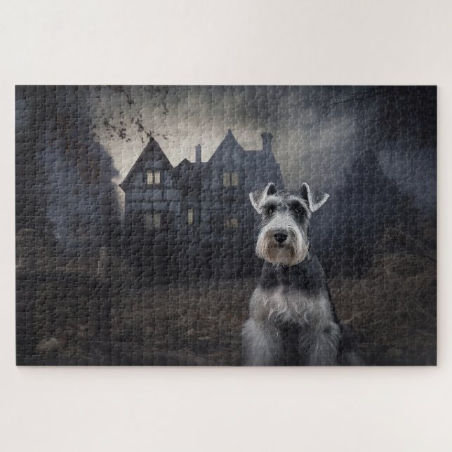 Puzzle Scandale d'Halloween Schnauzer Miniature (Horizontal)