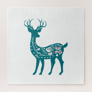 Puzzle Scandia Noël Rouge et Bleu Nordic Deer Scandia