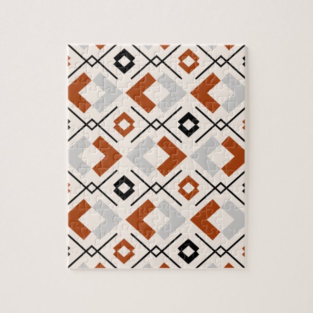 Puzzle Scandinave brûlé orange gris et beige géométrique (Vertical)