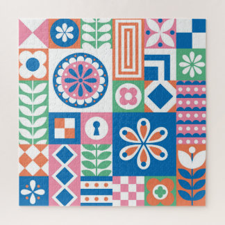 Puzzle Scandinave Folk Floral Abstrait Motif