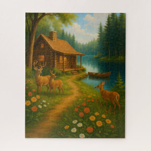 Puzzle Scène Boisée Cabane Rustique