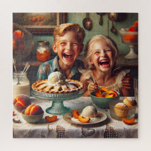 Puzzle Scène de cuisine rétro des années 1950 avec tarte 
