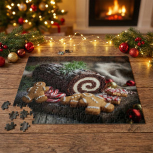 Puzzle Scène de dessert de Bûche de Noël de Noël
