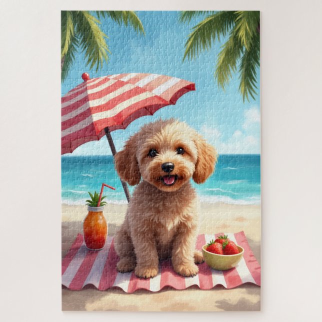Puzzle Scène de détente de Cockapoo à la plage (Vertical)