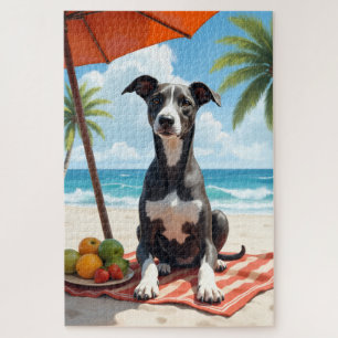 Puzzle Scène de détente de Greyhound à la plage