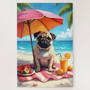 Puzzle Scène de détente de Pug Beach