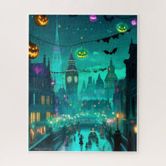 PUZZLE SCÈNE DE HALLOWEEN PEINTE ET EFFRAYANTE VERS 1900