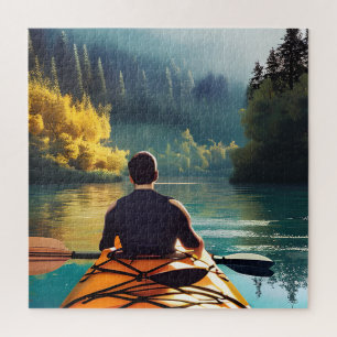 Puzzle Scène de kayak sereine   Homme en kayak dans les m
