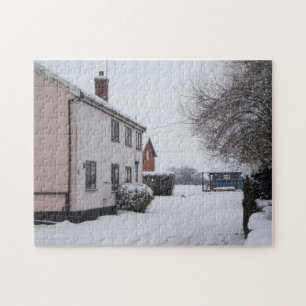 Puzzle scène de neige avec ancien chalet de campagne phot