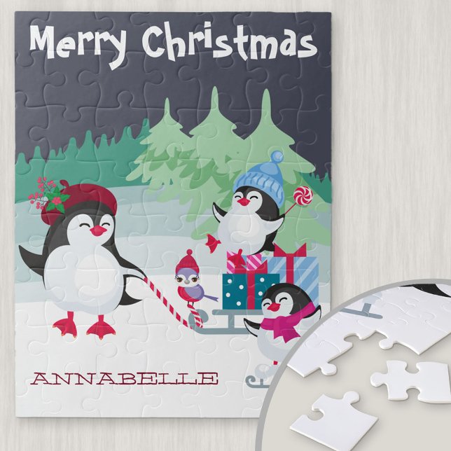 Puzzle Scène de neige mignonne de Penguin - Joyeux enfant (Créateur téléchargé)