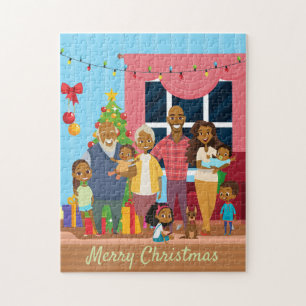 Puzzle Scène de Noël de la famille noire avec grands-pare