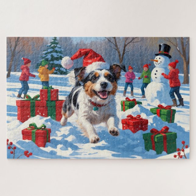 Puzzle Scène de Noël du Terrier australien (Horizontal)