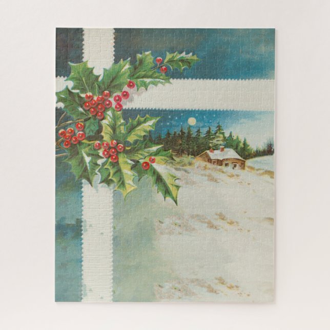 Puzzle Scène de Noël Hiver de neige blanche (Vertical)