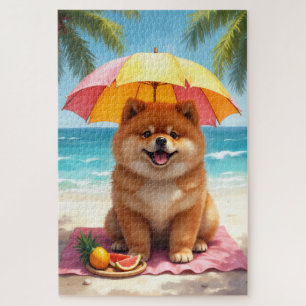 Puzzle Scène de plage de luxe Chow Chow