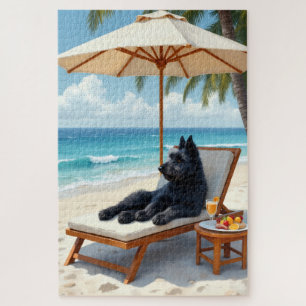Puzzle Scène de plage luxueuse avec Bouvier des Flandres