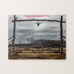 Puzzle Scène de ranch texan.Vœux de Noël