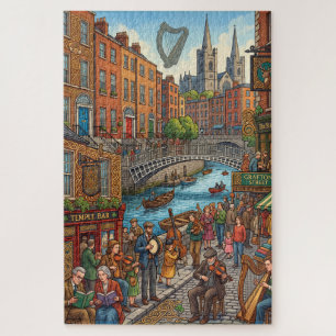 Puzzle Scène de rue à Dublin en Irlande & Temple Bar 1014