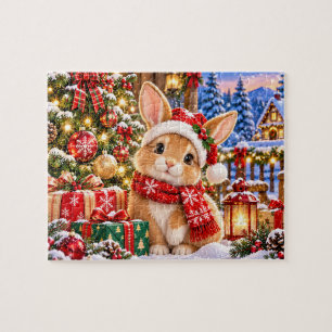 Puzzle Scène de vacances de lapin de Noël
