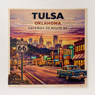 Puzzle Scène de voyage vintage sur la route 66 à Tulsa Ok