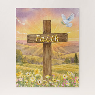 Puzzle Scène pastorale de la foi chrétienne Croix et colo