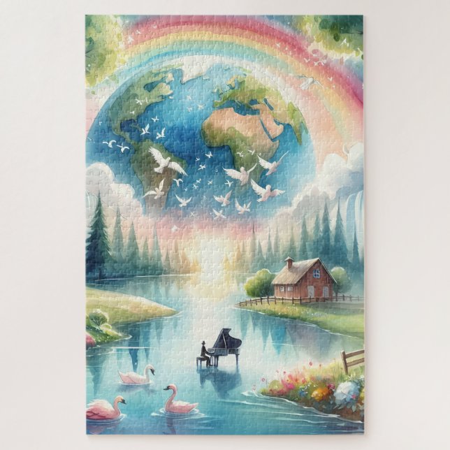 Puzzle Scène Whimsical Rainbow Earth Imaginaire (Vertical)