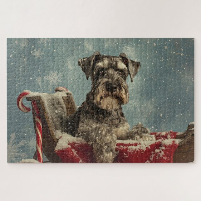 Puzzle Schnauzer Chien Festif de Noël (Horizontal)