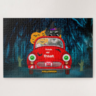 Puzzle schnauzer Chien voiture voiture effrayant Hallowee
