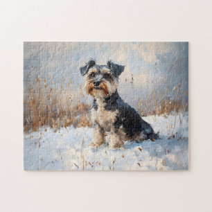 Puzzle Schnauzer dans la neige d'hiver