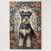 Schnauzer élégant floral inspiré de William Morris