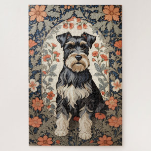 Puzzle Schnauzer élégant floral inspiré de William Morris