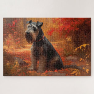 Puzzle Schnauzer en automne Leaves Fall Inspire