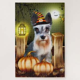 Puzzle Schnauzer miniature Halloween Jigsaw Puzzle.