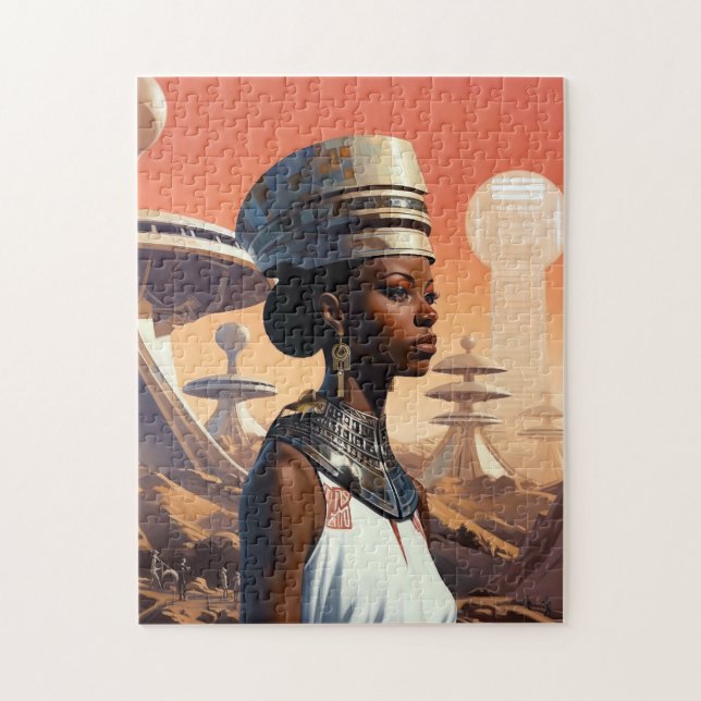Puzzle Science-fiction futuriste de la reine afrofuturist (Vertical)