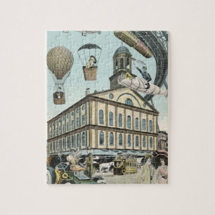 Puzzle Science-fiction vintage, ville steampunk victorien