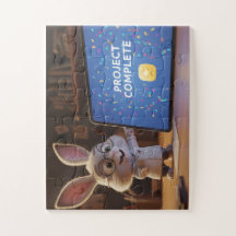 Scientifique Lapin Mignon Célébrant la Fin d'un Pr