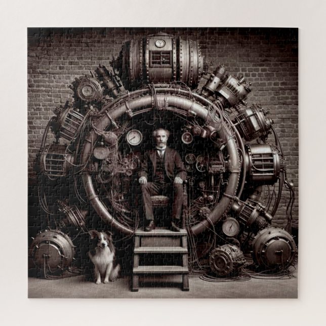 Puzzle Scientifique victorien ~ Machine à temps Steampunk (Vertical)