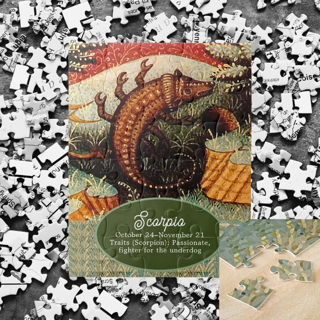 Puzzle Scorpio Scorpion signe Zodiac Anniversaire (Scorpio the Scorpion Zodiac Sign Birthday Jigsaw Puzzle)