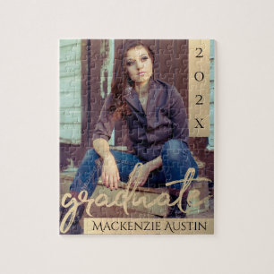 Puzzle Script Gold   Elegant Grad Photo Keepsaké